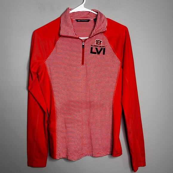 Cutter & Buck Cincinnati Bengals Super Bowl Orange Striped Quarter Zip XS - Picture 1 of 6